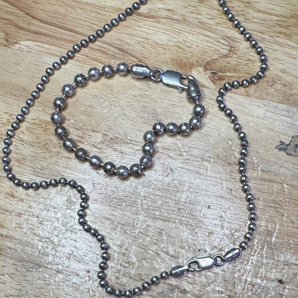 Italy .925 Silver Beaded Necklace and Bracelet Set